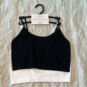 Bozzolo Women's Black and White Crop Tops - 2 Pack